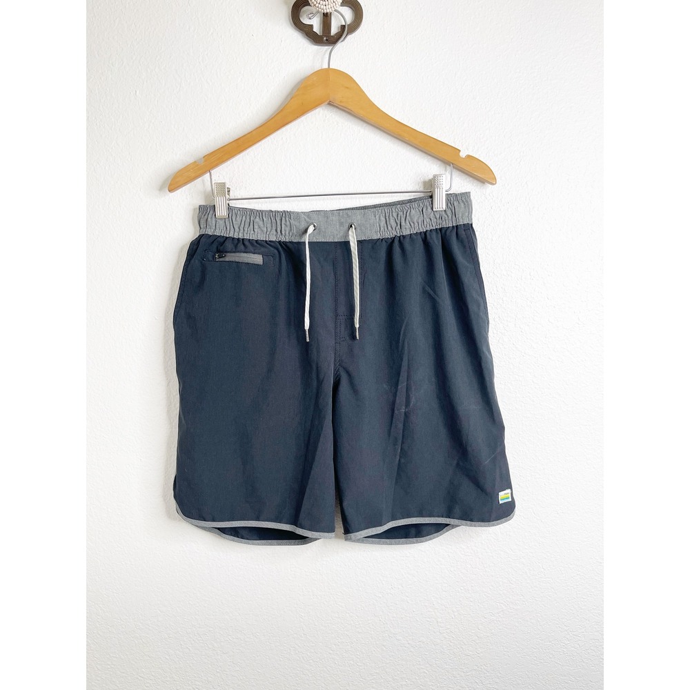 Vuori Banks Short Mens Large Charcoal Black Athletic Board Shorts Hybrid